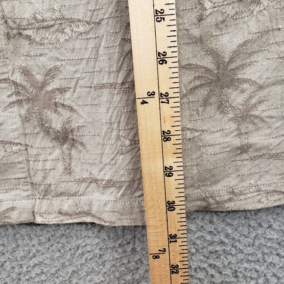 Columbia Shirt Mens Large Brown Button Up Casual Palm Fish All Over Print Aloha - Picture 11 of 13
